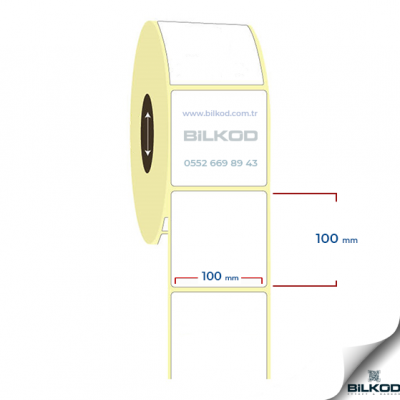 100 mm x 100 mm Kuşe Etiket
